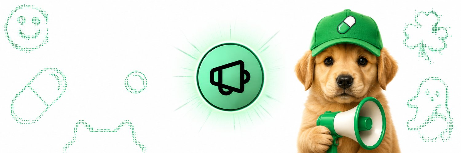 calldog banner with the puppy mascot, green coin, and megaphone